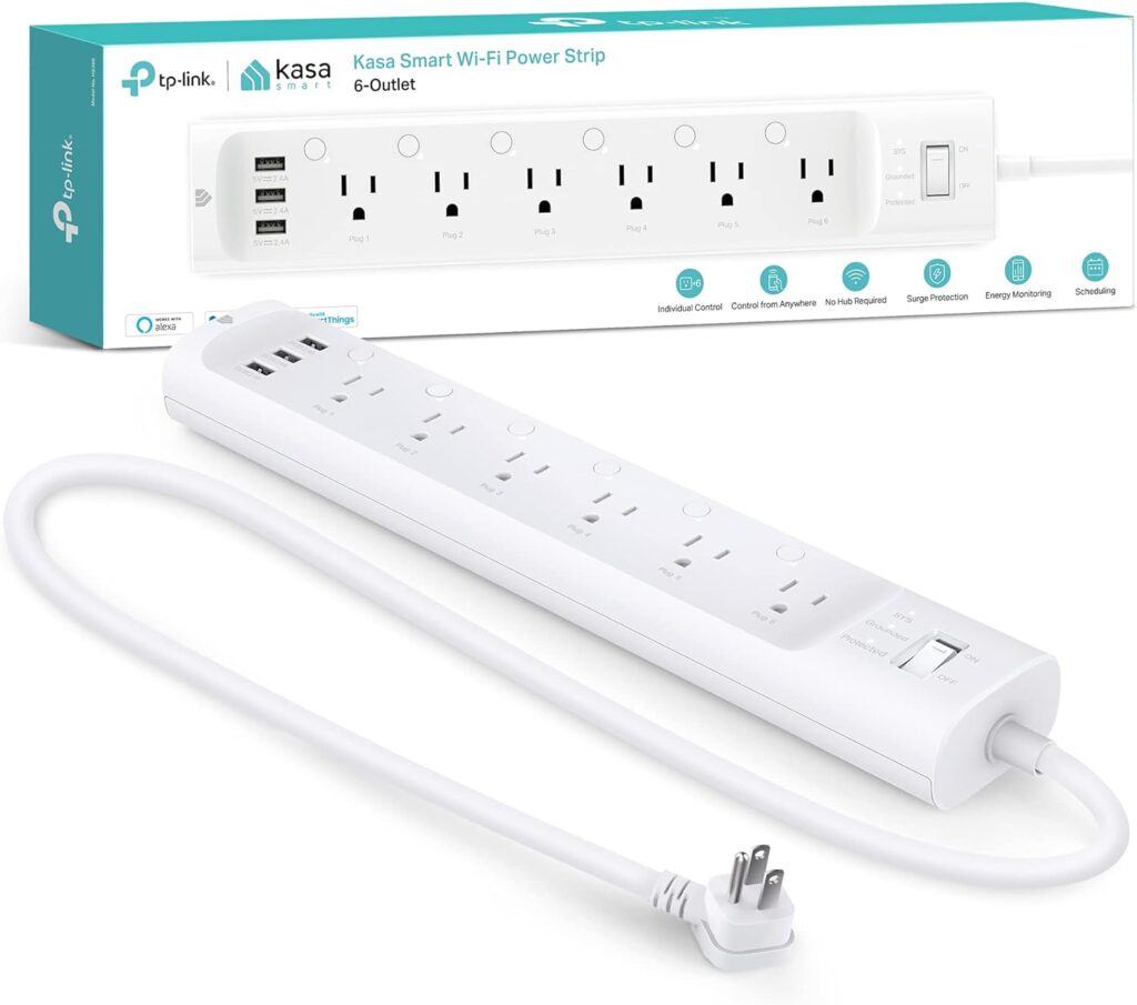 Smart power strip with USB outlets and surge protection for efficient charging