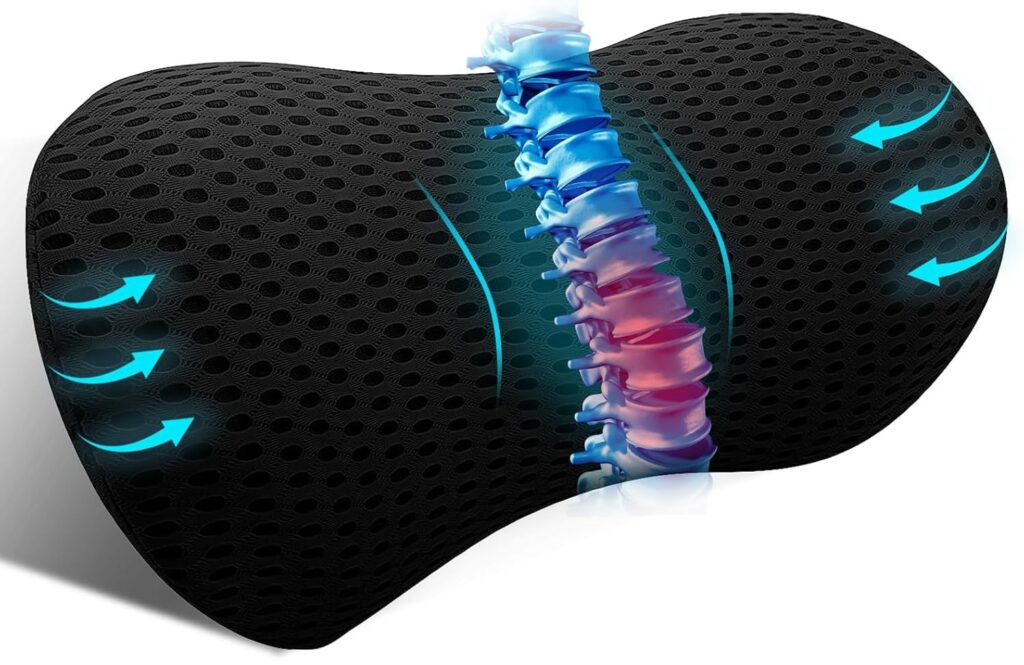 Ergonomic lumbar support pillow for office chairs and long work sessions