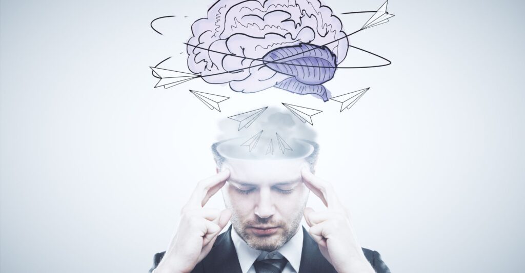 Image of brain activity during focus versus distraction