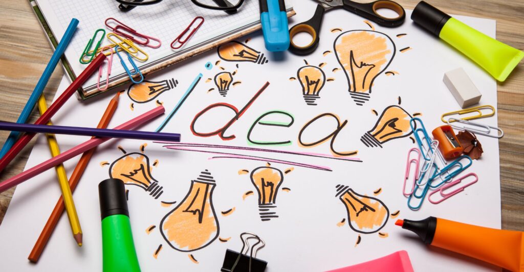 Desk during brainstorming while looking for new ideas